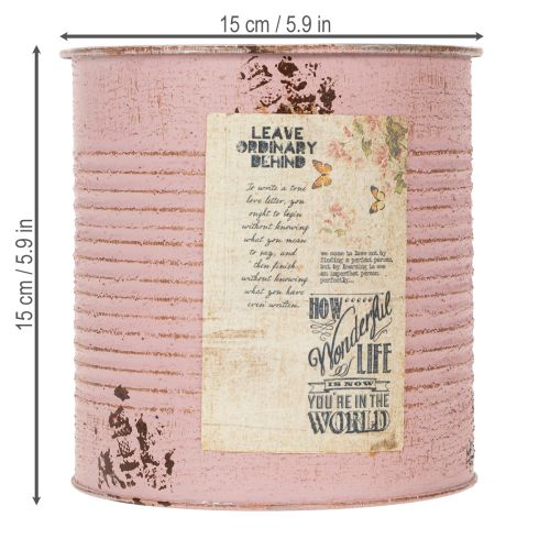 Artikel Kruka, antik ros, dekorativ metalllåda, vintage, Ø15,5 cm H15 cm