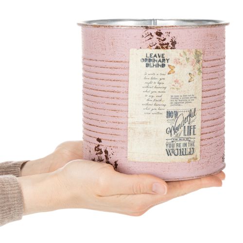 Artikel Kruka, antik ros, dekorativ metalllåda, vintage, Ø15,5 cm H15 cm