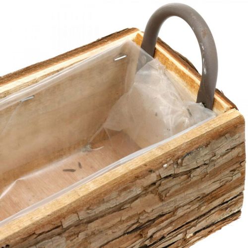 Floristik24 Planteringskärl, trälåda med bark, blomkruka med handtag 46cm