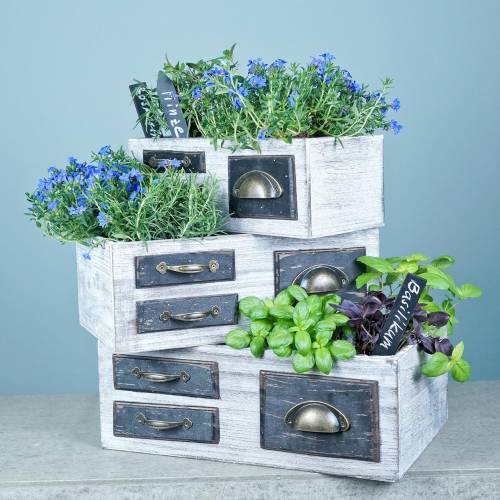 Floristik24 Planteringslådor trä metall vit 40/36/32cm 3 st