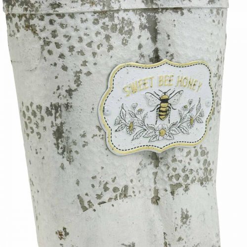 Floristik24 Planterkängor Bee Metall Vit Vintage Trädgårdsdekoration H31cm