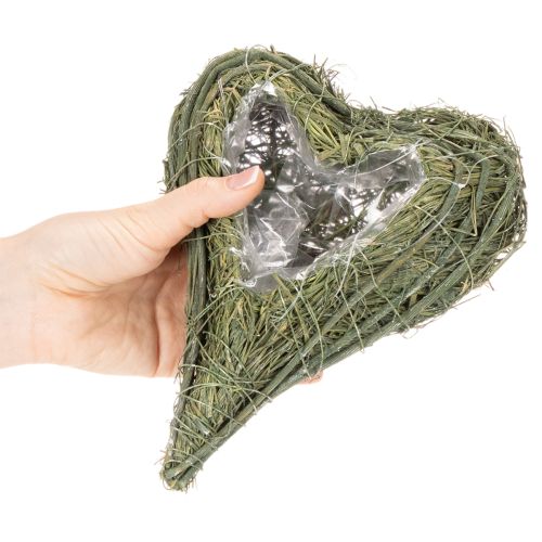 Växthjärta av naturmaterial med folieinlägg, 22 cm, 2 stycken | Floristik24.se