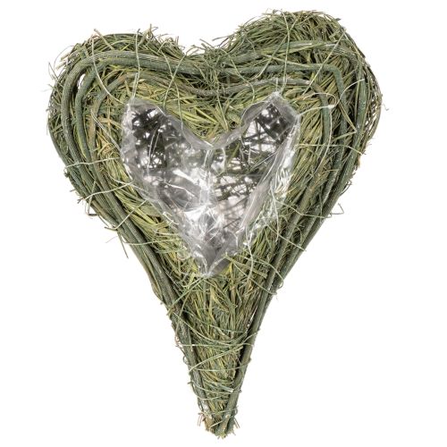 Växthjärta av naturmaterial med folieinlägg, 22 cm, 2 stycken | Floristik24.se