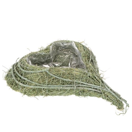 Hjärtformad skål av naturgräs med planteringsfolie, 38 cm
