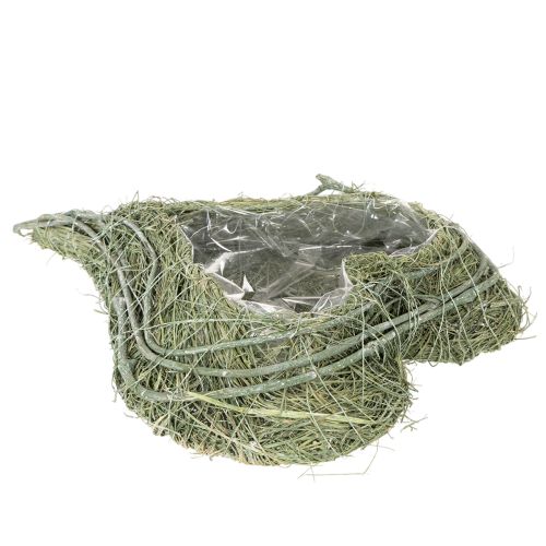 Hjärtformad skål av naturgräs med planteringsfolie, 38 cm | Floristik24.se