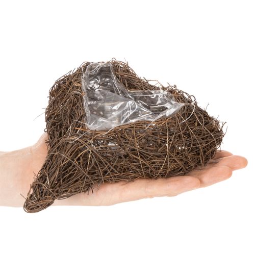 Hjärtformad kruka gjord av kvistar med folie, 20 cm, 2 stycken | Floristik24.se