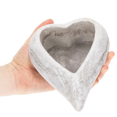 Dekorativ hjärtformad skål, grå; liten hjärtformad kruka, 19 cm | Floristik24.se