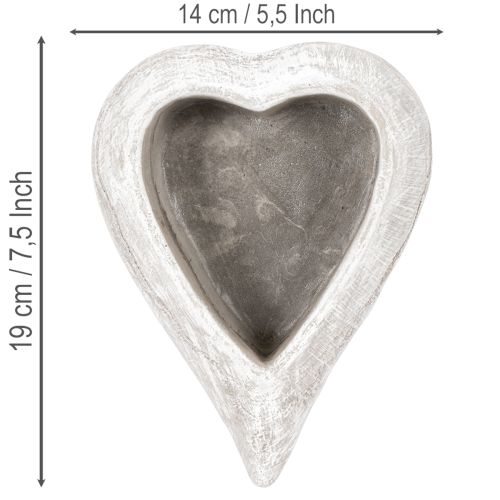 Dekorativ hjärtformad skål, grå; liten hjärtformad kruka, 19 cm | Floristik24.se