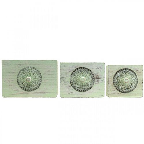 Artikel Plantlåda dekorativ låda shabby grön 15-23cm set om 3