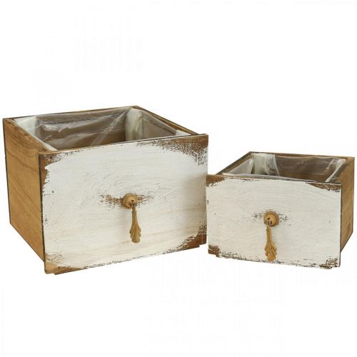 Floristik24 Plantlåda trälåda Shabby Chic 14/19cm set om 2