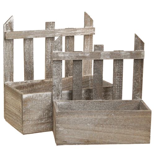 Artikel Planteringslåda Trä Mini Blomsterlåda L22/25cm Set om 2