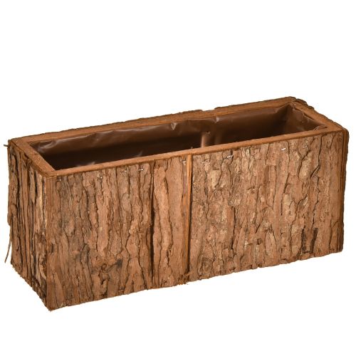 Träplanter avlång blomlåda tallbark 27×10 cm