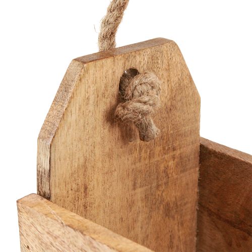Artikel Träkruka med handtag, fyrkantig, naturjute 27x12x17cm