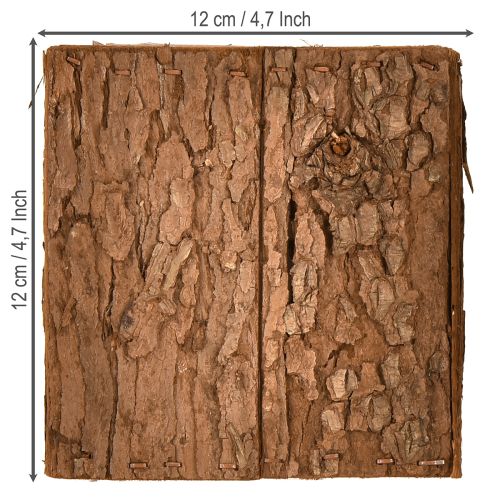 Artikel Fyrkantig träkruka med tallbark och kruka 12×12 cm
