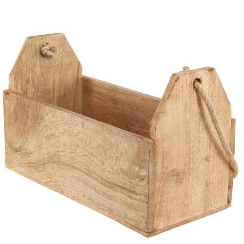 Artikel Planteringskruka naturlig träjute med handtag 35x16x21,5cm