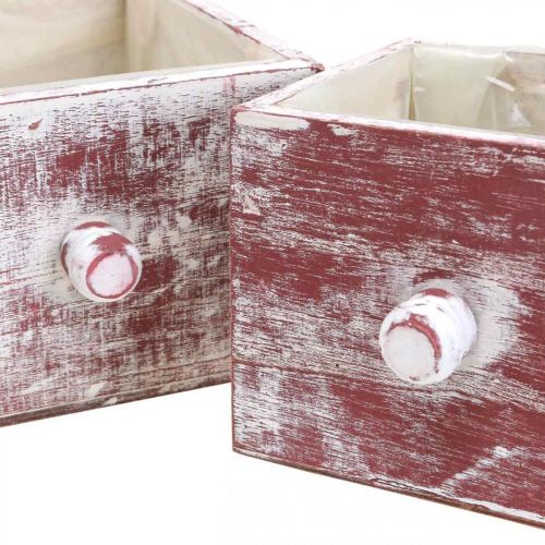 Artikel Plantlåda shabby chic dekorativ låda röd vit set om 2