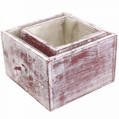 Artikel Plantlåda shabby chic dekorativ låda röd vit set om 2