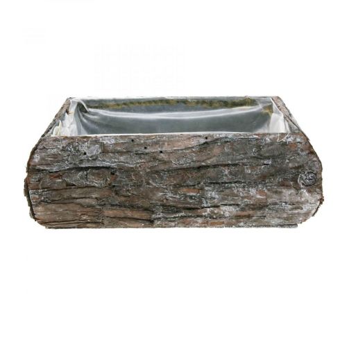 Floristik24 Växtlåda av trä dekorativ växtskål med bark 18×13×6cm