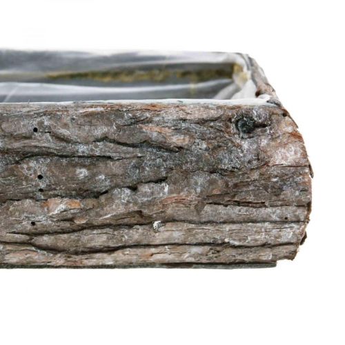 Floristik24 Växtlåda av trä dekorativ växtskål med bark 18×13×6cm
