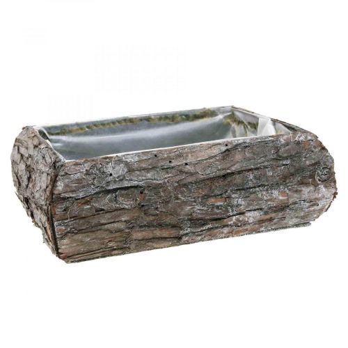 Floristik24 Växtlåda av trä dekorativ växtskål med bark 18×13×6cm