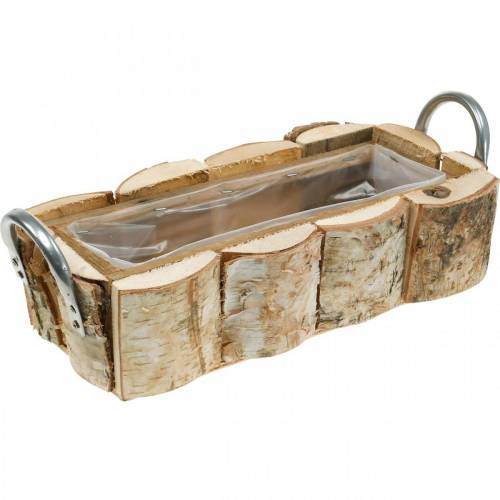 Floristik24 Växtlåda, björkkruka, trädekoration, blomlåda med handtag 32cm