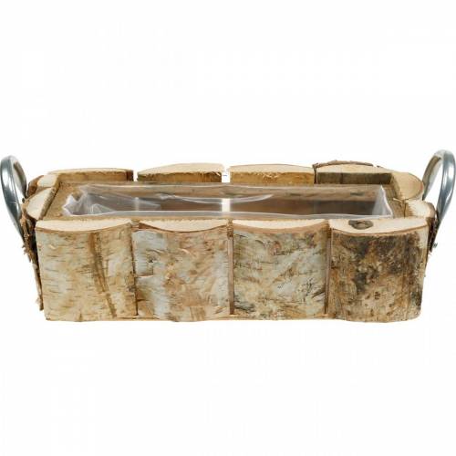 Floristik24 Växtlåda, björkkruka, trädekoration, blomlåda med handtag 32cm