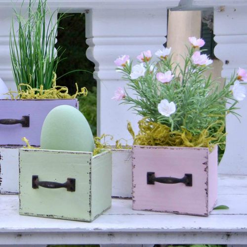 Artikel Dekorativ låda för plantering av rosa trä shabby chic 12,5×12,5×10cm