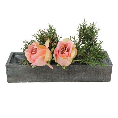 Floristik24 Växtlåda i trä, grå, 30 cm x 9,5 cm x 6 cm