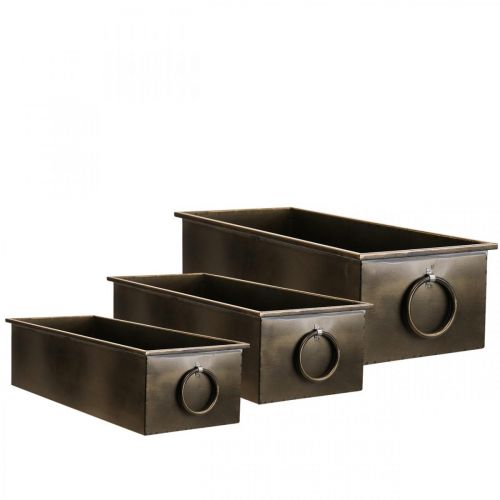Artikel Blomlåda i metall i mässing 59/53/47 cm Set om 3