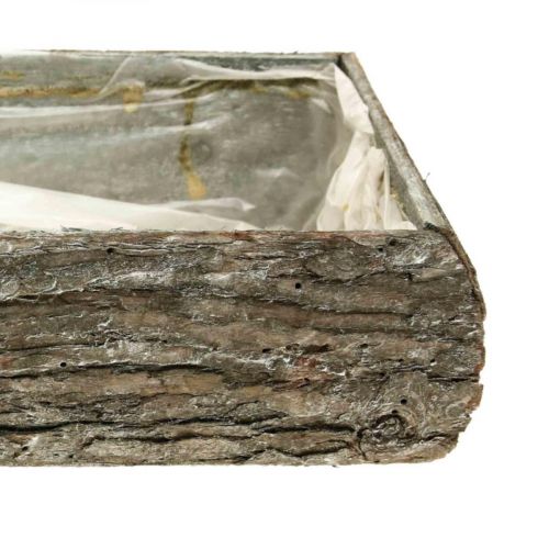 Floristik24 Växtlåda av trä dekorativ växtskål med bark 33×15×7cm