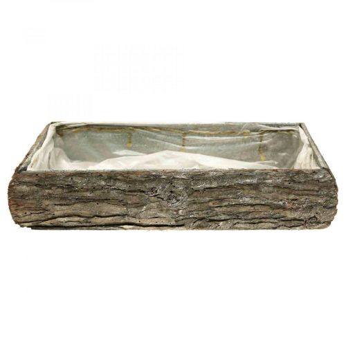 Floristik24 Växtlåda av trä dekorativ växtskål med bark 33×15×7cm