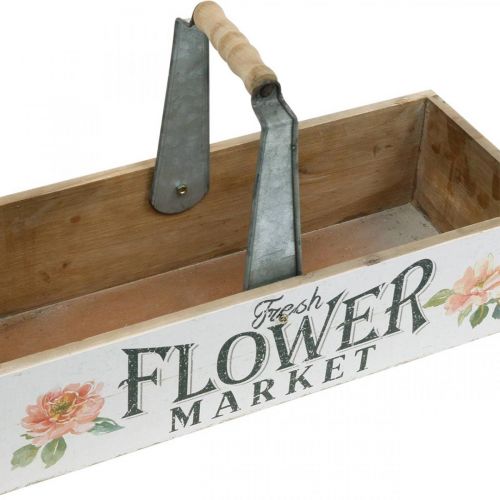 Artikel Växtlåda, blomdekoration, trälåda för plantering, blomlåda nostalgisk look 41,5 × 16 cm