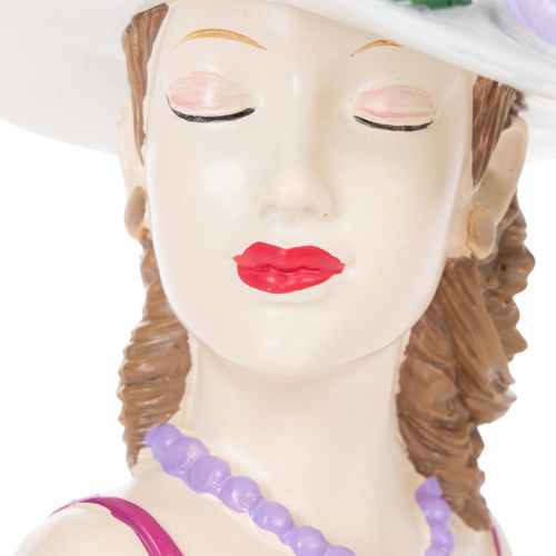 Artikel Blomvas kvinna i hatt med blommor krukdekoration för inomhus- och utomhusbruk 20 cm