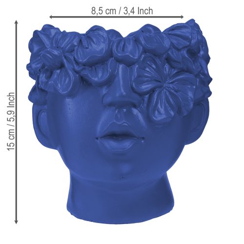 Artikel Planthuvud Polyresin Bust Planter Blå 13,5×13×14cm