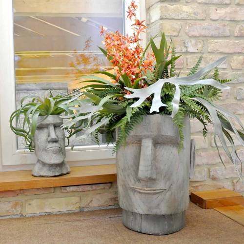 Floristik24 Växthuvud Moai byst grå H28cm