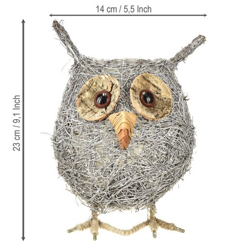 Artikel Växtkorg uggla vinranka vittvättad Ø14cm