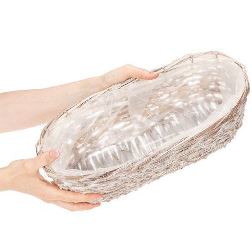 Korgplanter med folieinsats, oval, vit, 37 cm | Floristik24.se