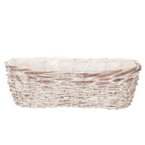 Korgplanter med folieinsats, oval, vit, 37 cm | Floristik24.se
