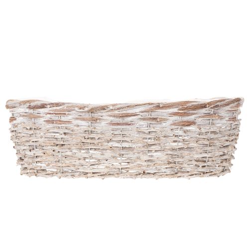 Korgplanter med folieinsats, oval, vit, 37 cm | Floristik24.se
