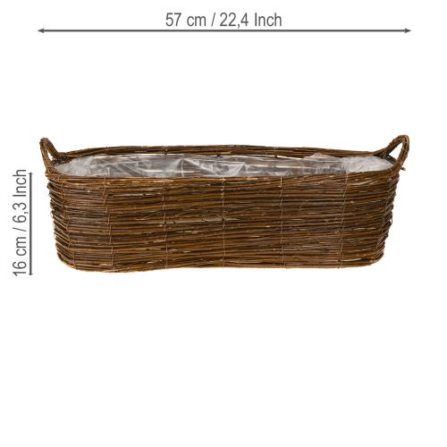 Artikel Växtkorg med handtag, oval brun 57/50/42cm, set om 3