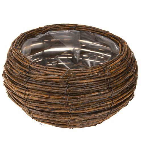 Artikel Växtkorg rund med folie flätad korg brun Ø32/23cm set om 2
