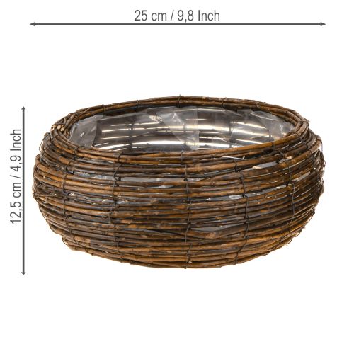 Artikel Växtkorg rund med folie flätad korg brun Ø32/23cm set om 2