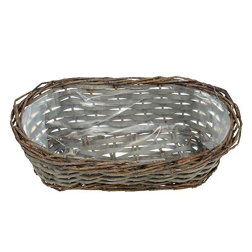 Floristik24 Växtkorg oval grå 30cm x 15cm x 10cm 1p