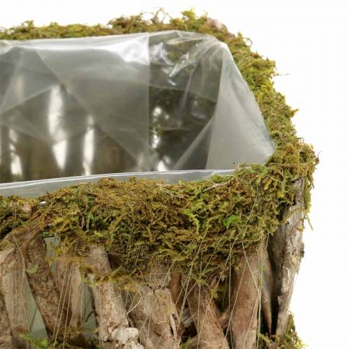 Floristik24 Planteringskorg kantig mossa, bark 34 × 15,5 / 24,5 × 11 cm, uppsättning av 2