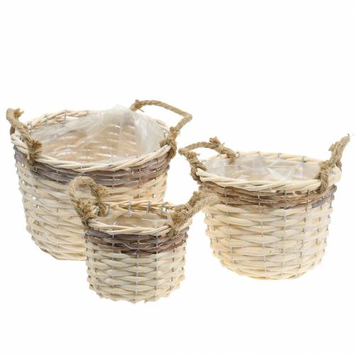 Floristik24 Växtkorg med jutehandtag Ø24 / 20 / 14,5 cm, set om 3