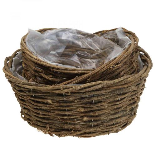 Floristik24 Plantkorg blomkruka rustika vinstockar Ø20/25/28cm set om 3