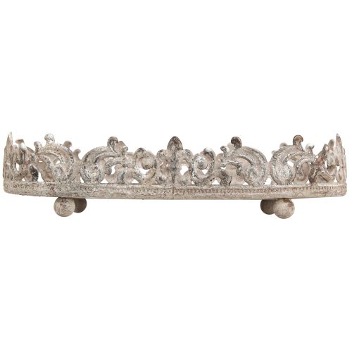 Floristik24 Dekorativ bricka oval antik look grå rost 26/21cm set med 2 delar