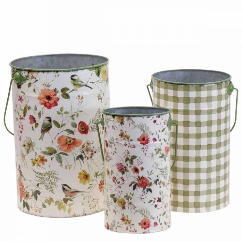 Artikel Växtkruka vintage dekorativ metallhink Ø18/15/12cm set om 3