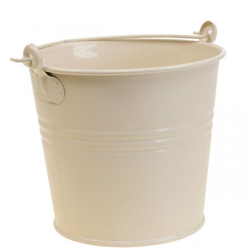 Floristik24 Växtkruka vintage dekorativ metallhink kräm Ø16cm H24cm