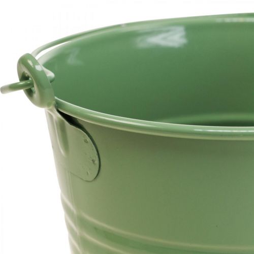 Floristik24 Planteringskärl vintage dekorativ metallhink ljusgrön Ø16cm H24cm